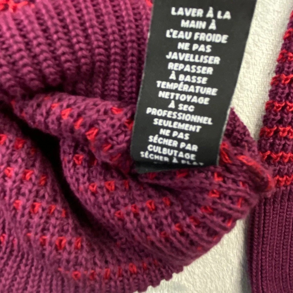 Saks Fifth Avenue Mens XXL Red Burgundy Ombre Waffle Knit Cotton Sweater Italy